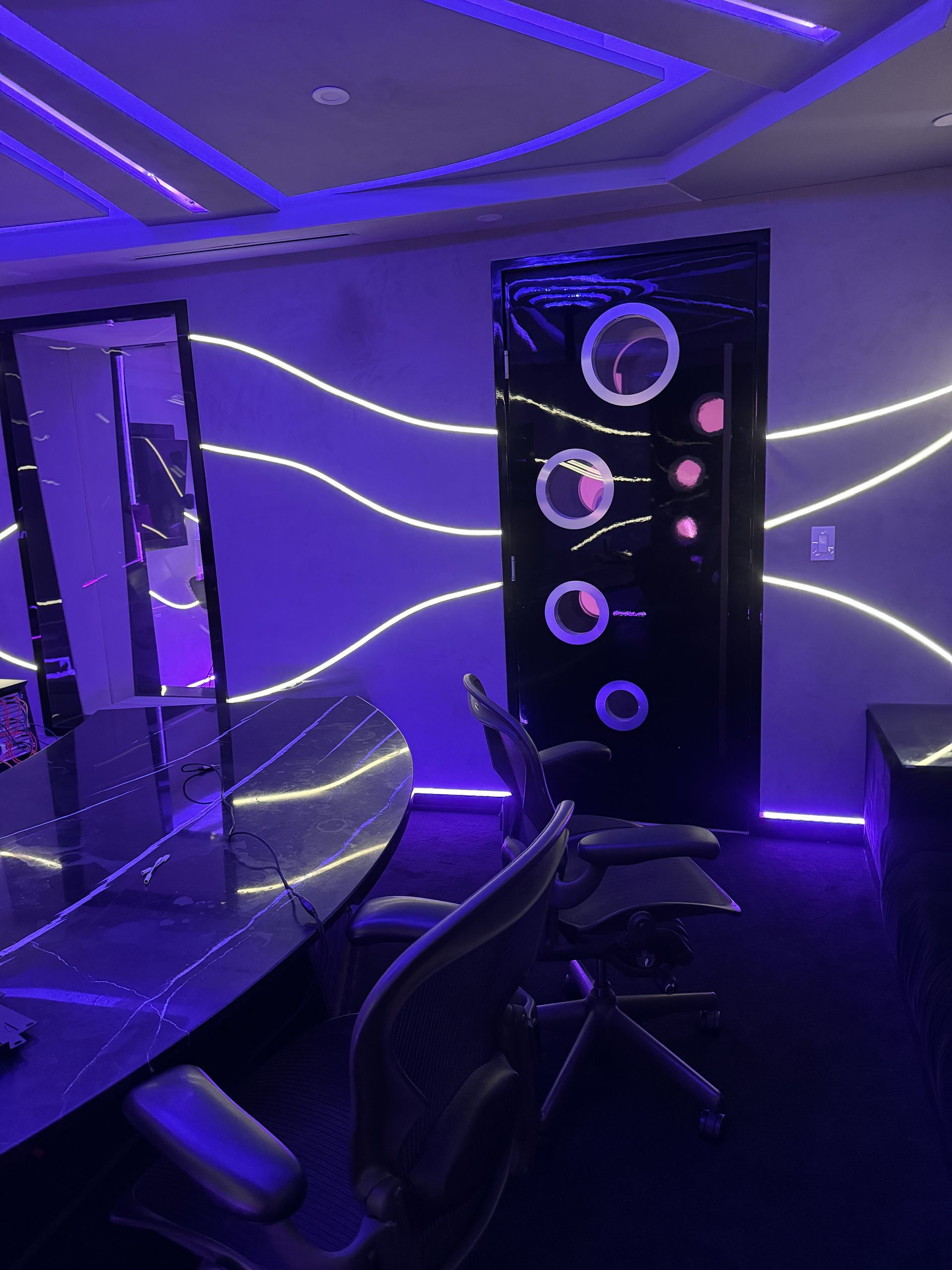 Studio lounge — purple neon LED by LED Guys